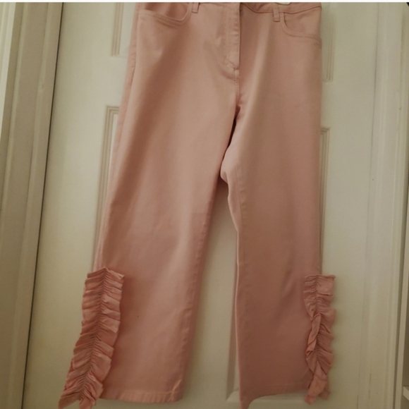 NWT / ZARA- Pink Barbie Core Capri Ruffle A Line Pants- Large - Picture 13 of 14